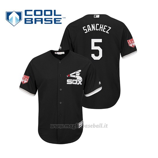 Maglia Baseball Uomo Chicago White Sox Yolmer Sanchez Cool Base Entrenamiento De Primavera 2019 Nero